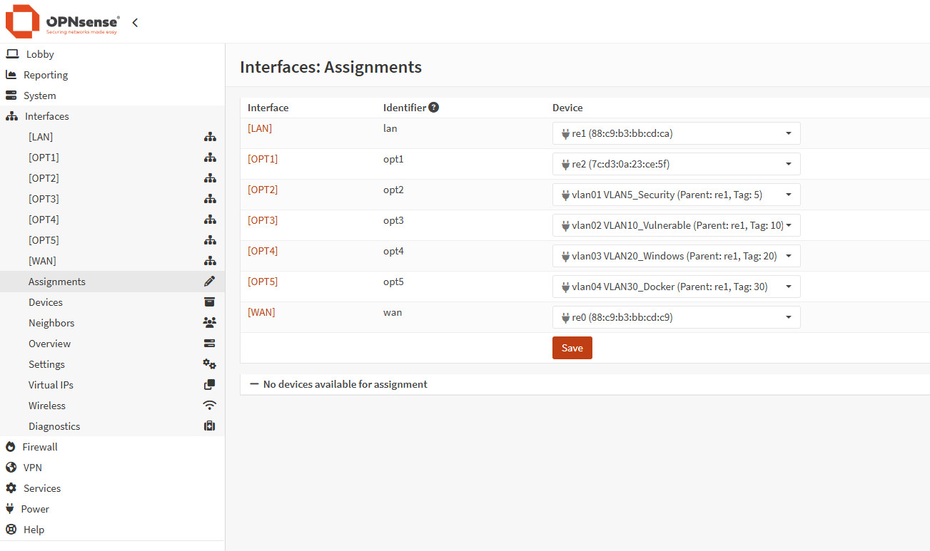 Assigning Interface on OPNSense